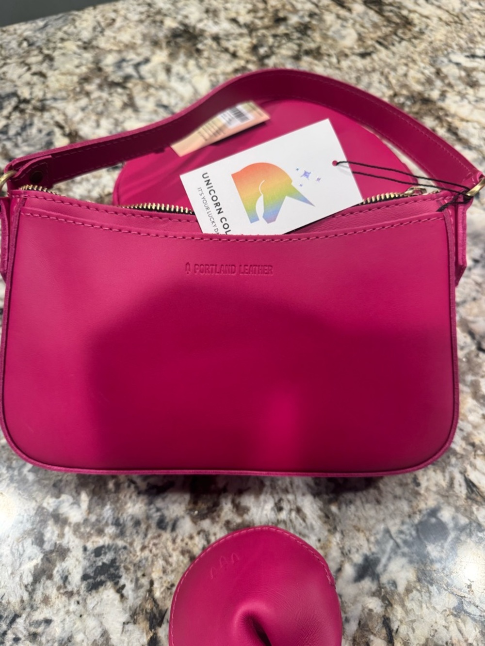 Portland Leather Hot Pink Shoulder Bag Unicorn